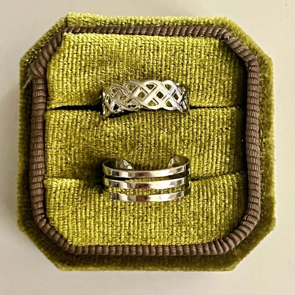 Sterling Silver Celtic Knot and Triple Band Adjustable Toe Ring Set